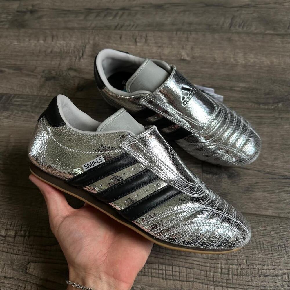 Silver Metallic Adidas Taekwondo Sporty Slip On Sneakers Shoes  Womens 6